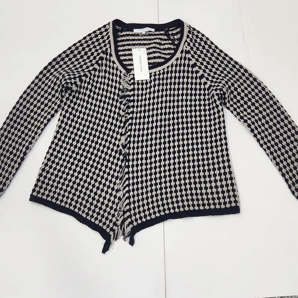 Gerard Darel Navy and White Patterned Cardigan Size 1 - Picture 7 of 15